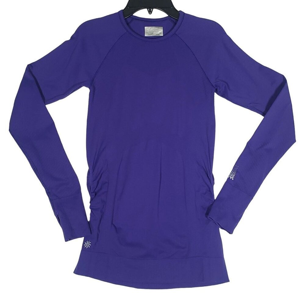 Athleta Finish‎ Fast Top Running Stretch Reflective Long Sleeve Purple Womens XS